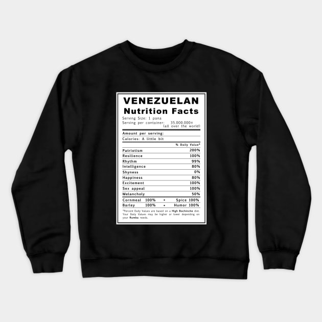 Venezuelan Nutrition Facts - English Crewneck Sweatshirt by MIMOgoShopping